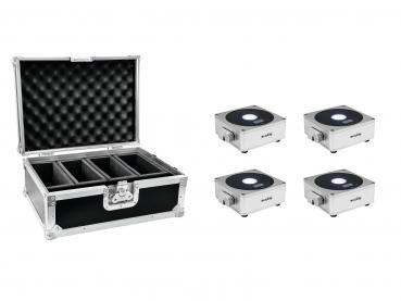 EUROLITE Set 4x AKKU Flat Light 1 silber + Case