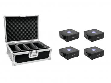 EUROLITE Set 4x AKKU Flat Light 1 schwarz + Case