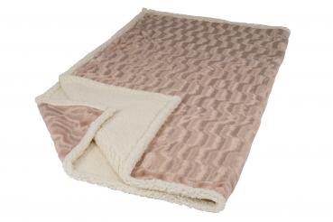 Premium Kuscheldecke, mit Sherpa, rosa-weiß, 130 x 180cm