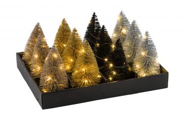LED-Tanne, schwarz, Polyresin, 7 x 13 cm, handgefertigt, *Germany*
