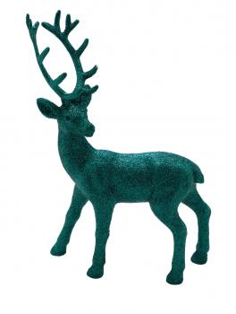 Hirsch, petrol / glitzer, 31,5 x 20 x 7 cm, "Germany", handgefertigt