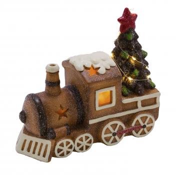 LED - Keramiklok mit Tannenbaum, mehrfarbig, 24 x 11,5 x 20 cm, "Germany", handgefertigt