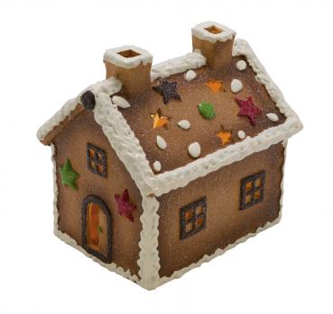 LED - Keramik - Lebkuchenhaus, mehrfarbig, 20,5 x 17 x 20 cm, "Germany", handgefertigt