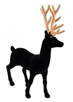 Hirsch, Samt, schwarz / gold, 15 x 5 x 23 cm, "Germany", handgefertigt