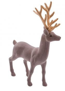 Hirsch, Samt, beige / gold, 15 x 5 x 23 cm, "Germany", handgefertigt
