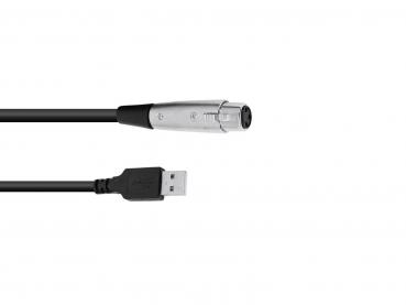 OMNITRONIC Adapterkabel USB/XLR(F) 3m sw