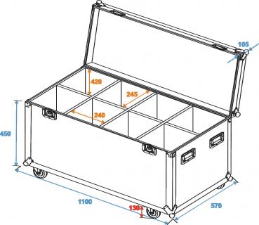 ROADINGER Flightcase 8x PAR-64/ML-56