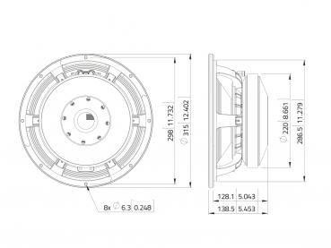 LAVOCE WAF124.01 12" Woofer, Ferrit, Alukorb