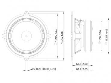 LAVOCE MSF051.22 5" Mid-Woofer, Ferrit, Stahlkorb