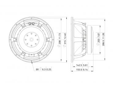 LAVOCE WAF123.02 12" Woofer, Ferrit, Alukorb