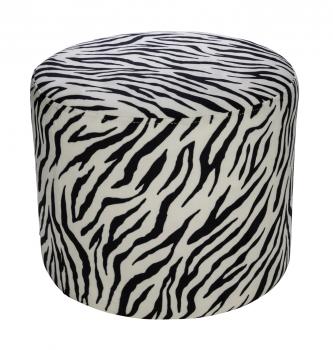Premium Hocker, Zebradesign, Stoff, Holz, 40 x 40 x 32cm