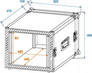 ROADINGER Verstärkerrack SP-2, 8HE, Shock-Proof