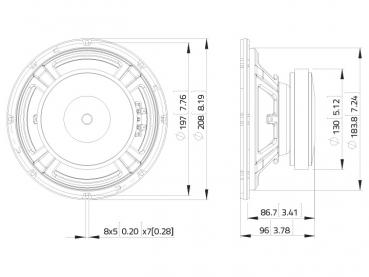 LAVOCE WSF081.82 8" Woofer, Ferrit, Stahlkorb