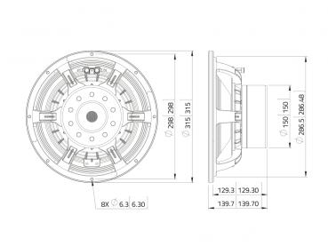 LAVOCE WAN124.01 12" Woofer, Neodym, Alukorb