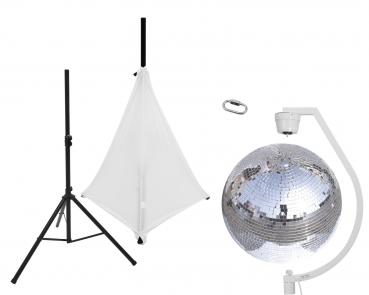 EUROLITE Set Spiegelkugel 50cm mit Stativ und Segel weiß