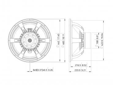 LAVOCE SAN184.50 18" Subwoofer, Neodym, Alukorb