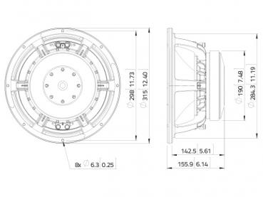 LAVOCE WAF123.00 12" Woofer, Ferrit, Alukorb