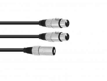 OMNITRONIC Adapterkabel XLR(M)/2xXLR(F) 1m sw
