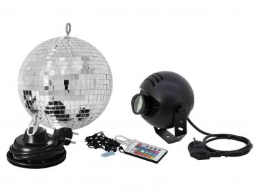 EUROLITE Spiegelkugelset 20cm mit LED-RGB-Spot FB