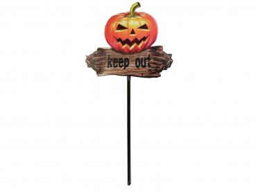 EUROPALMS Halloween Bodenstecker Kürbis "KEEP OUT", 50cm