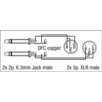 DAP FL44 - 2 unbal. Jack mono L/R to 2 XLR/M 3P