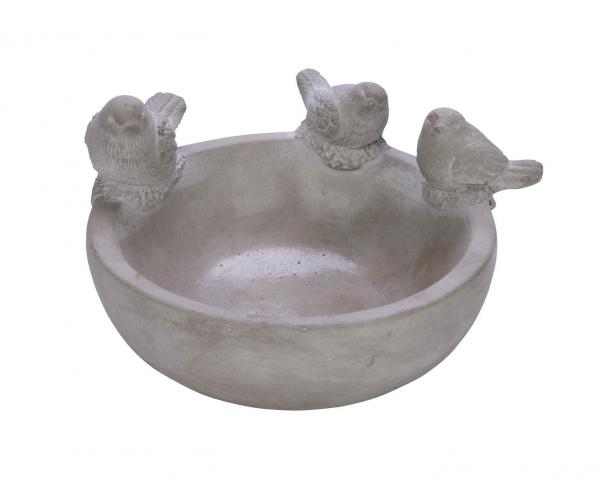 Neu Zementvogeltränke, 3 Vögel, grau, 18 x 18 x 11cm, handgefertigt, *Germany*