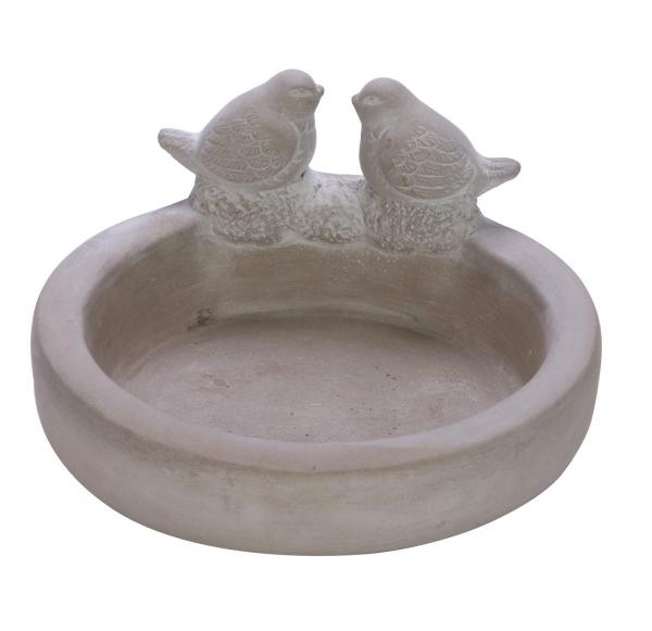 Neu Zementvogeltränke, 2 Vögel, grau, 22,5 x 22,5 x 12 cm, handgefertigt, *Germany*