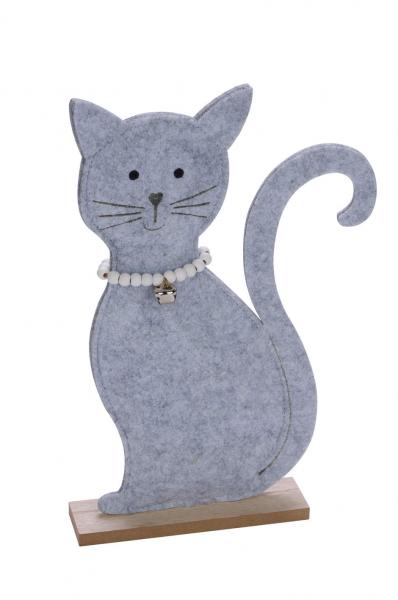 NEU Filzaufsteller, Katze, grau, 14,5 x 4 x 19,5 cm, handgefertigt, *Germany*