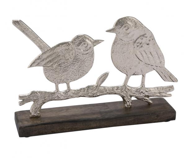 NEU Vogelpaar auf Mangoholz, silber, *Germany*