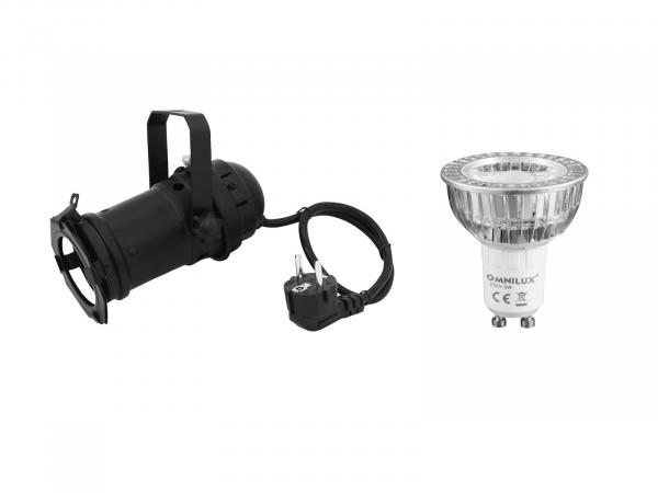 EUROLITE Set PAR-16 Spot sw + GU-10 230V COB 1x3W LED 2700K