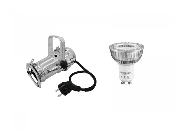 EUROLITE Set PAR-16 Spot sil + GU-10 230V COB 1x3W LED 2700K