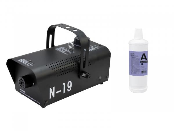 EUROLITE Set N-19 Nebelmaschine schwarz + A2D Action Nebelfluid 1l