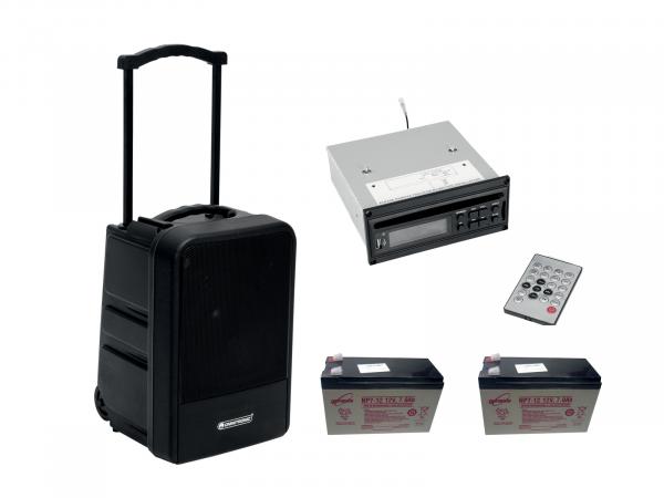 OMNITRONIC Set MOM-10BT4 Modular-Drahtlos-PA-System + CD-Player mit USB&SD + 2x Akku