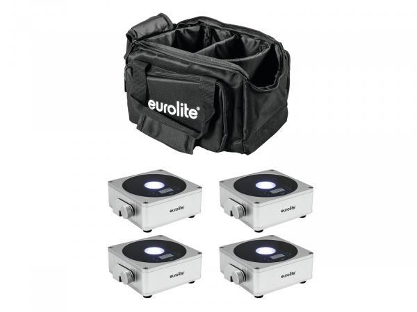 EUROLITE Set 4x AKKU Flat Light 1 silber + Soft-Bag