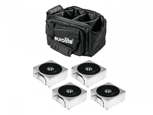 EUROLITE Set 4x AKKU IP Flat Light 1 chrom + Soft-Bag