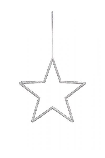 Stern, Dekohänger, Polyresin, silber / glitzer, 18 x 18 cm