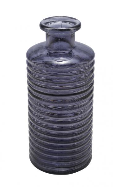 NEU Glasvase, anthrazit / geriffelt ? 9,5 cm / Höhe: 21 cm, "Germany", handgefertigt