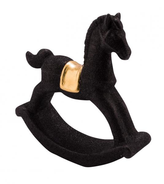 Keramikschaukelpferd, schwarz/gold, handgefertigt, *Germany*