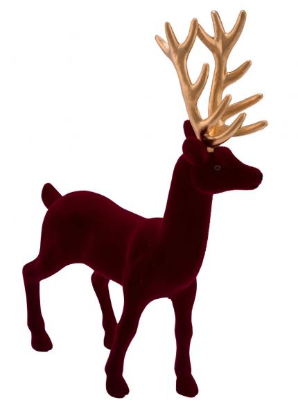 Hirsch, Samt, rot / gold, 15 x 5 x 23 cm, "Germany", handgefertigt