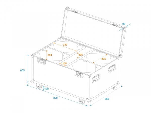 ROADINGER Flightcase 4x LED THA-100F/THA-120PC mit Rollen
