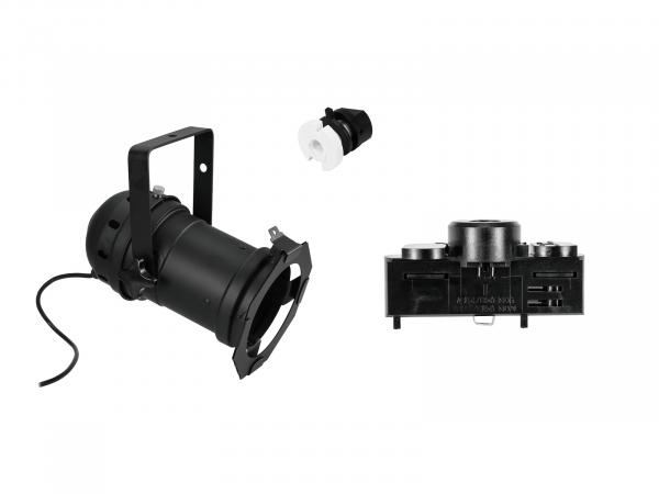 EUROLITE Set DIY PAR-46 Spot E-27 + Stromschienenadapter, 3-phasig, schwarz