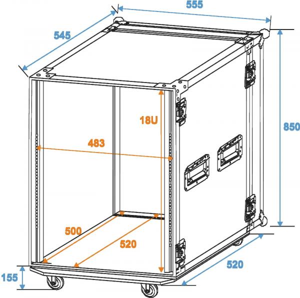 ROADINGER Rack Profi 18HE 45cm mit Rollen