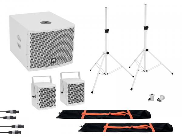 OMNITRONIC Set MOLLY 2.1 Aktivsystem Sub + 2x Top + Zubehör, weiß