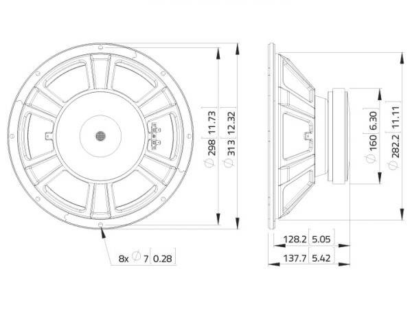 LAVOCE WSF122.50 12" Woofer, Ferrit, Stahlkorb