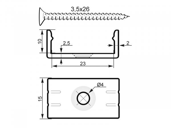 EUROLITE Halterung für U-Profil 20mm Kunststoff