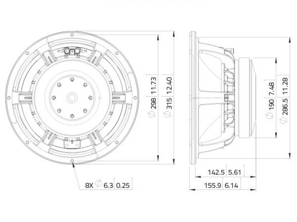 LAVOCE WAF123.01 12" Woofer, Ferrit, Alukorb