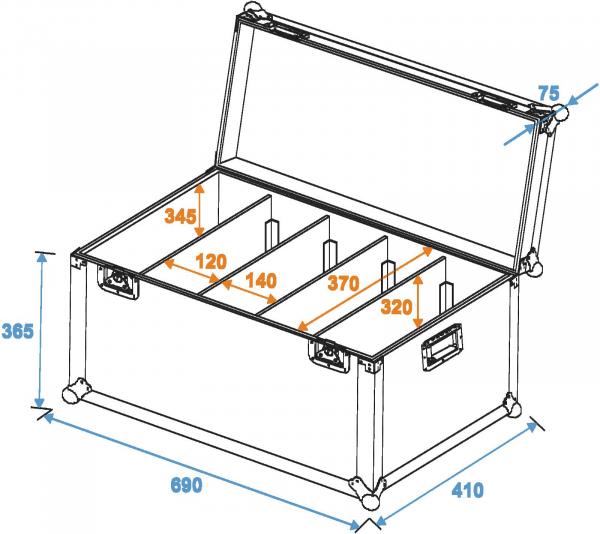ROADINGER Flightcase 4x PRO Slim Größe L