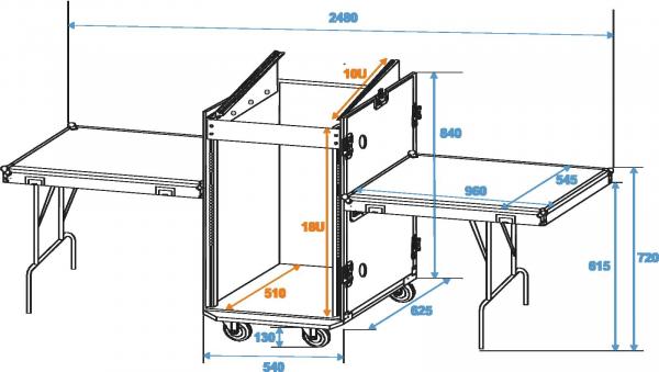 ROADINGER Spezial-Stage-Case TD-3 mit Rollen