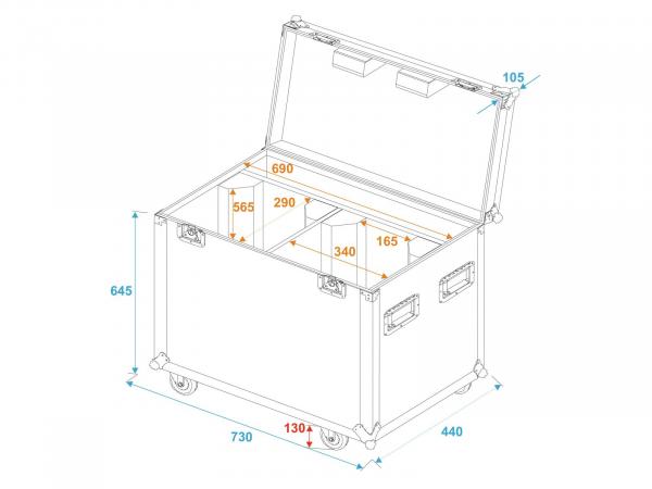 ROADINGER Flightcase 2x PFE-100/120