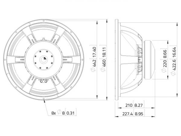 LAVOCE SAF184.03 18" Subwoofer, Ferrit, Alukorb